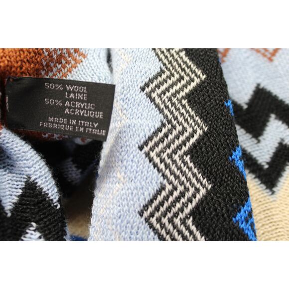Missoni Poncho Blue & Zig Zag/Chevron Sweater Wool Blend - Picture 5 of 6